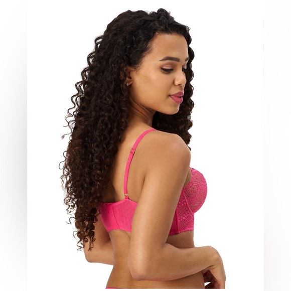 Adored by Adore Me Morgan Natural Lift Lace Push up Bra Hot Pink 34B - Picture 5 of 11
